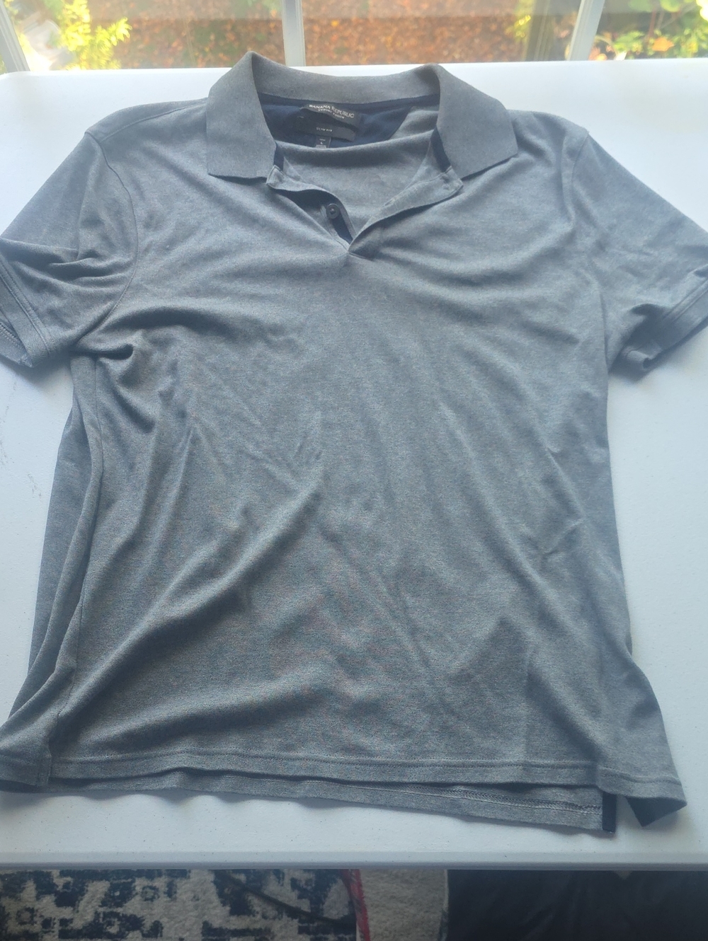 Banana Republic Men's Heather Steel Gray Polo